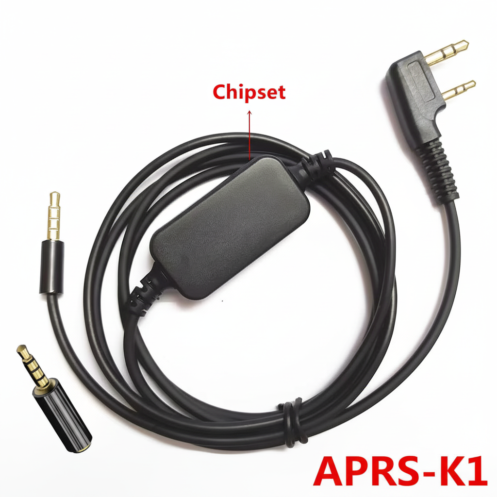 APRS-K1 Audio Interface Cable for Handheld Ham Radios K1 2-Pin Mic Connector (TNC, Zello & Recording)