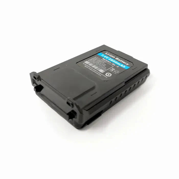 Black rectangular Li-ion battery with a blue label.