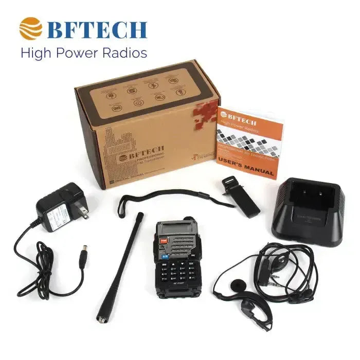 A complete set of high-power two-way radio equipment and accessories.