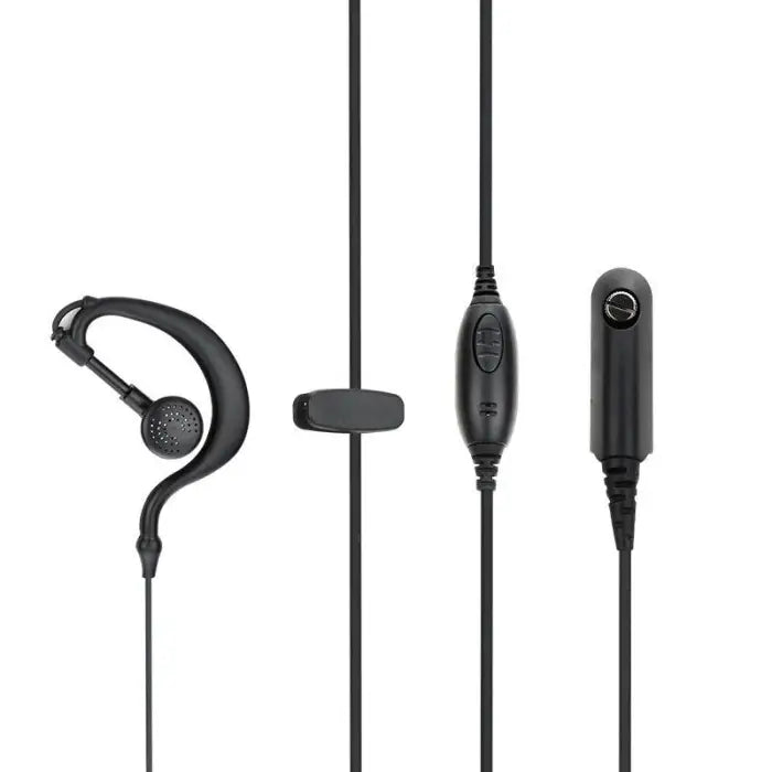 Black wired earpiece with in-line microphone and volume control.