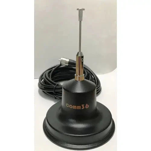 Black magnetic antenna with coaxial cable.