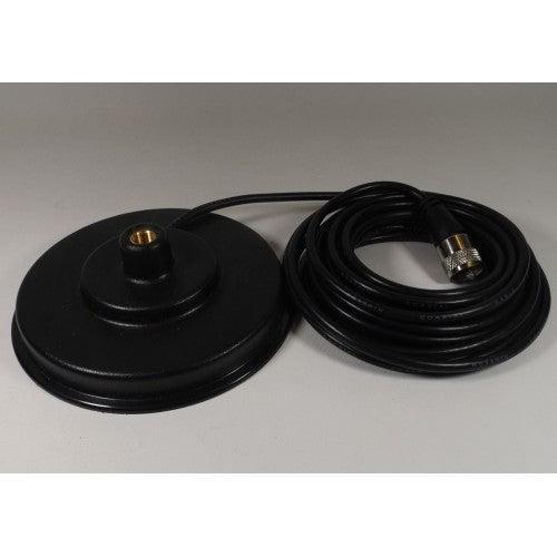 Black magnetic antenna base with coaxial cable.