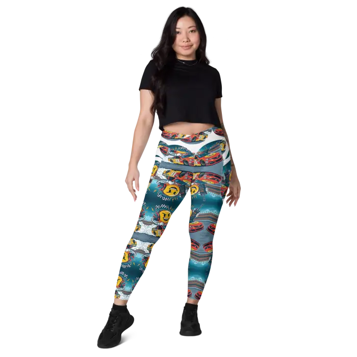 Patterned leggings.
