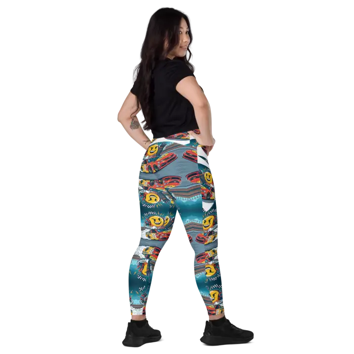 Patterned leggings.