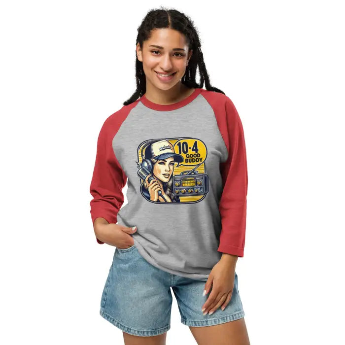 Woman’s baseball tee.