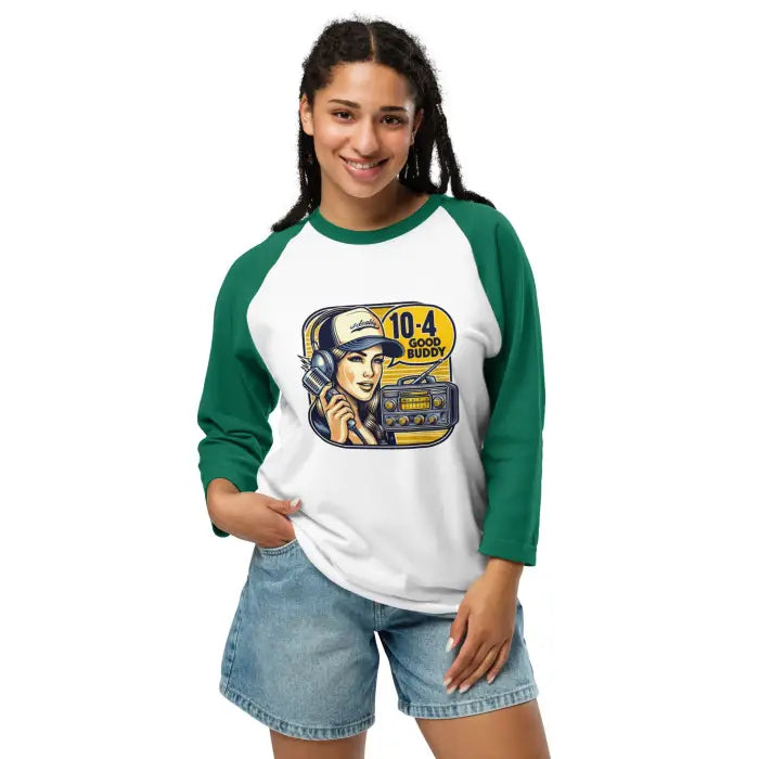 Woman’s baseball tee.