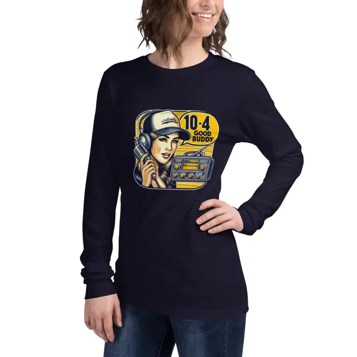 Navy long-sleeved shirt.