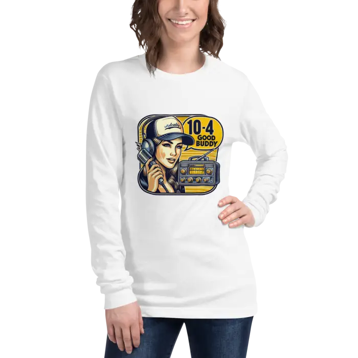 White long-sleeved shirt.