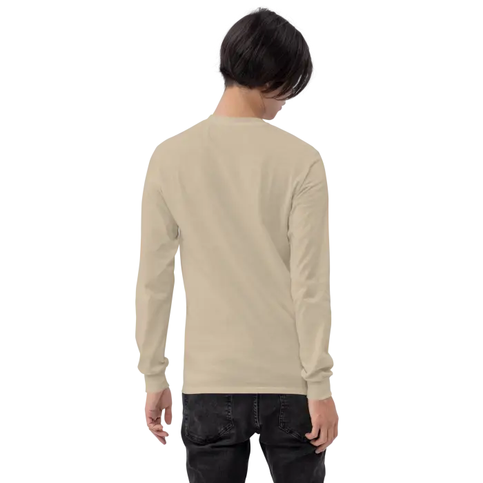 Beige long-sleeved shirt.