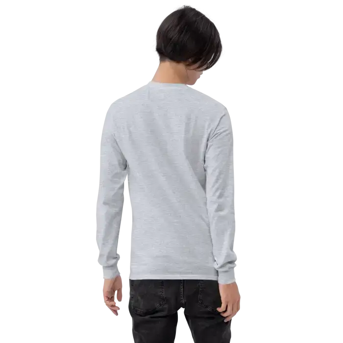 Gray long-sleeved shirt.