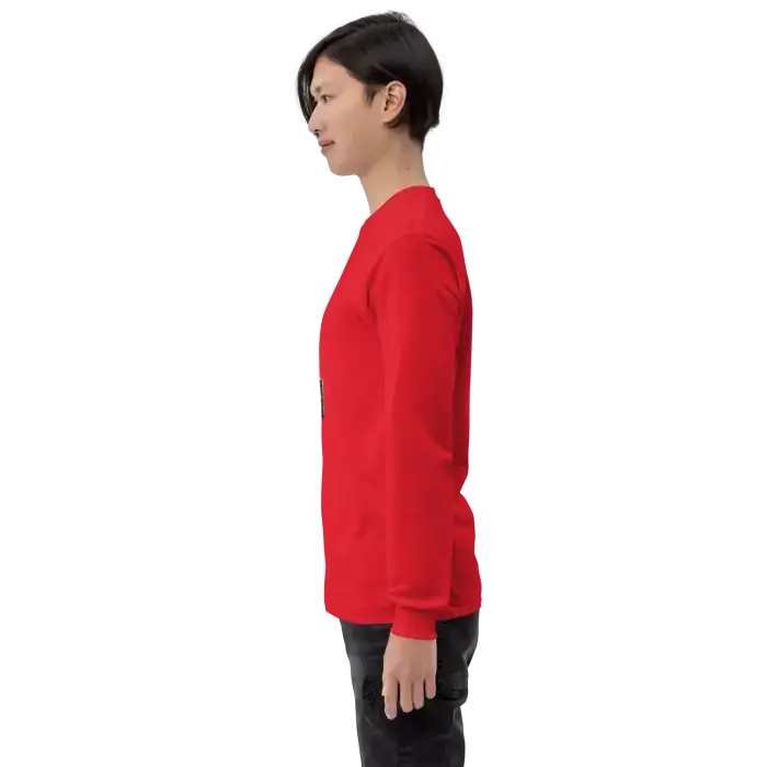 Man in red long-sleeve shirt.