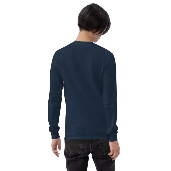 Navy long-sleeved shirt.