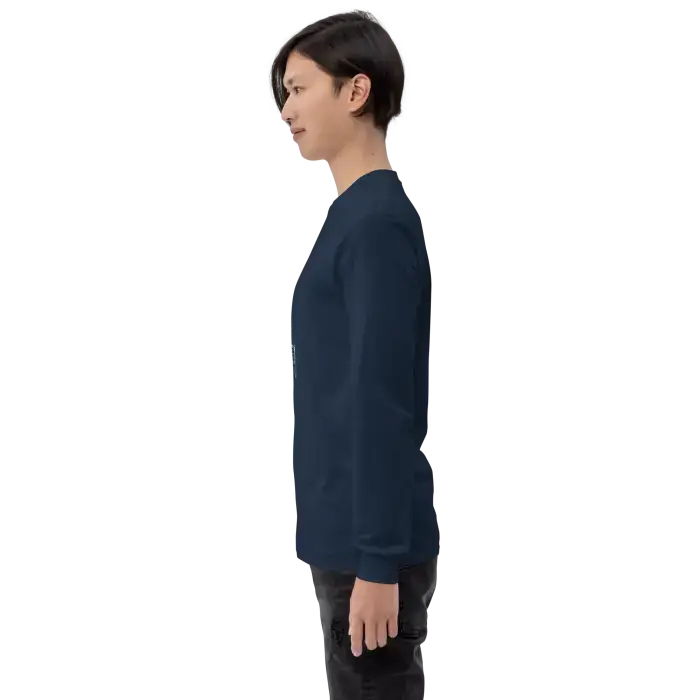 Navy long-sleeved shirt.