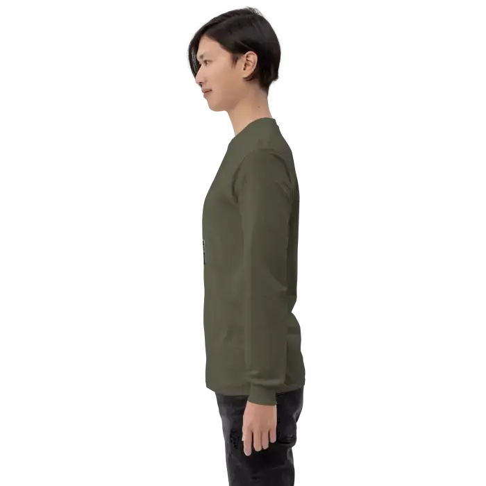 Olive green long-sleeved shirt.