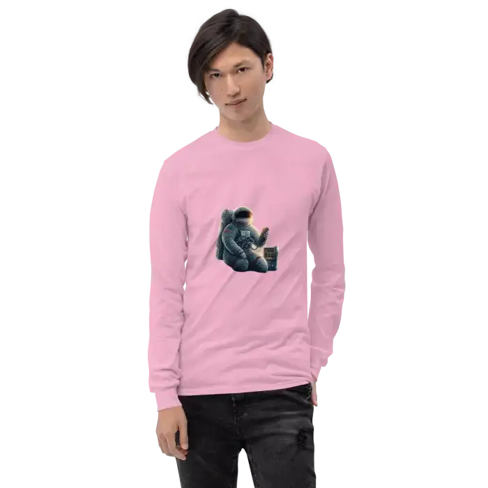 Pink long-sleeved shirt.