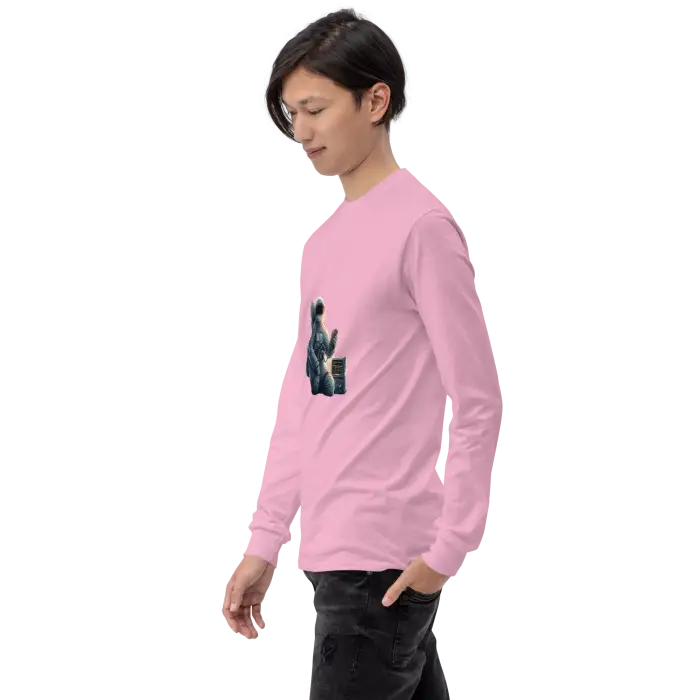 Pink long-sleeved shirt.