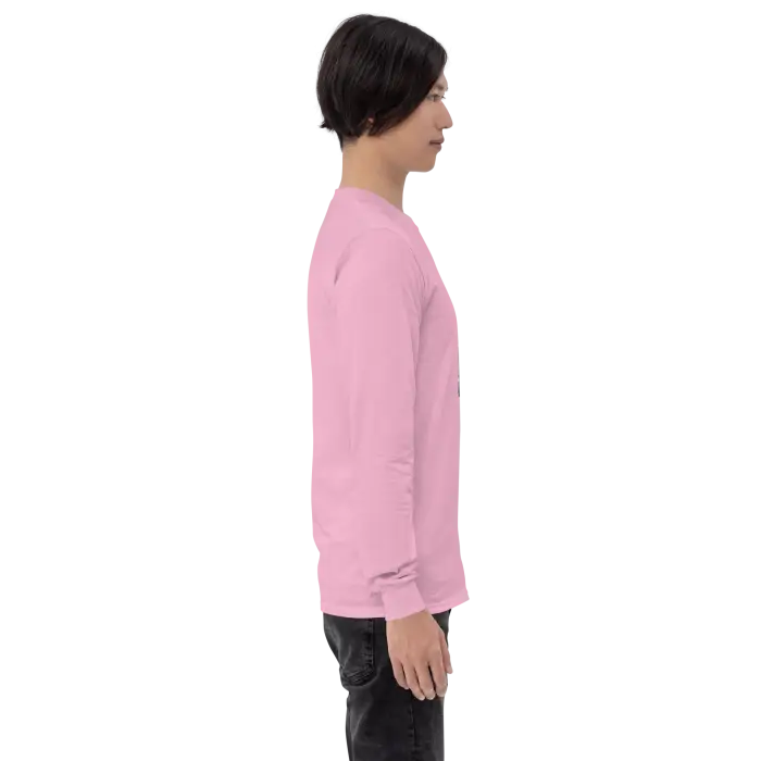 Pink long-sleeved shirt.
