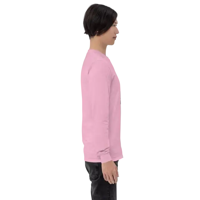 Pink long-sleeved shirt.
