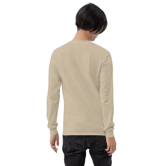 Tan long-sleeved shirt.