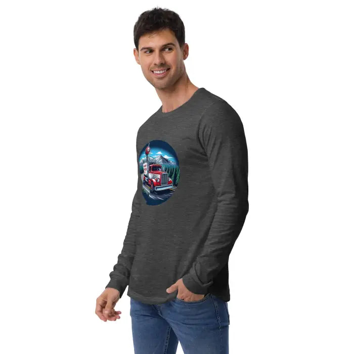 Man’s long-sleeved graphic tee.