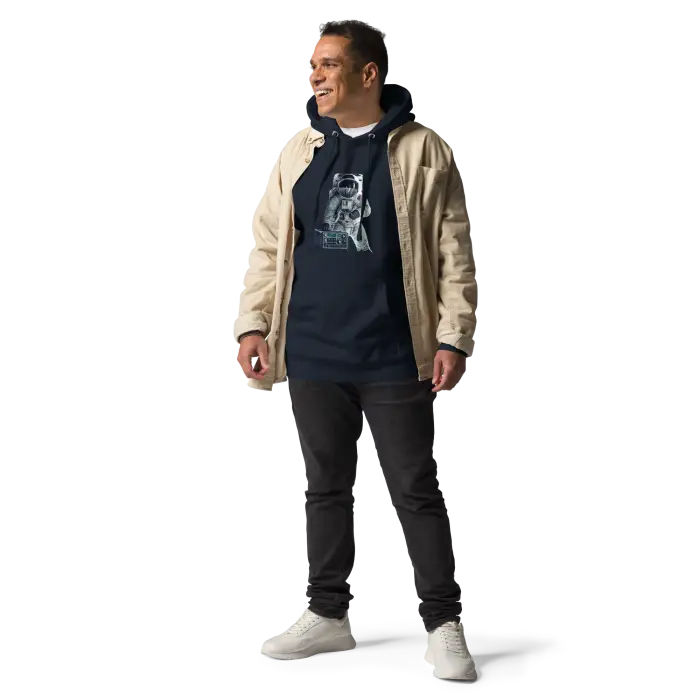 Man in hoodie and jacket.