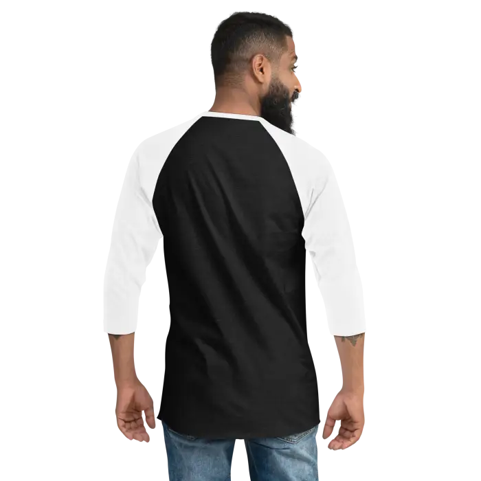 Black and white raglan shirt.