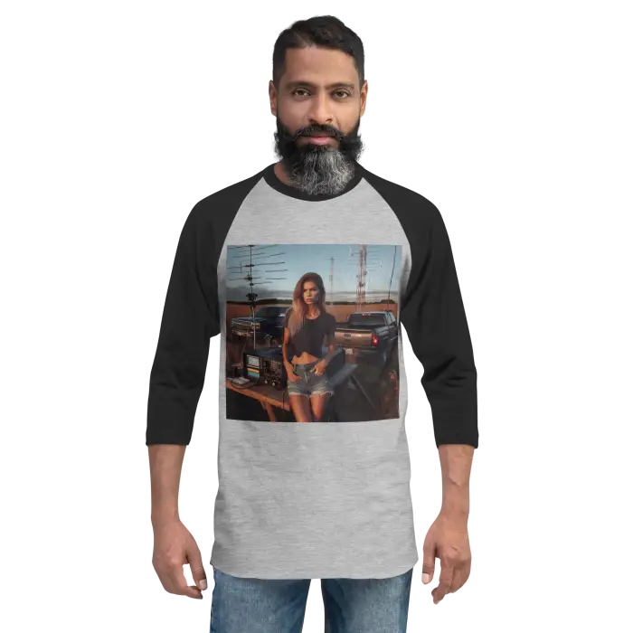 Black and gray baseball tee.