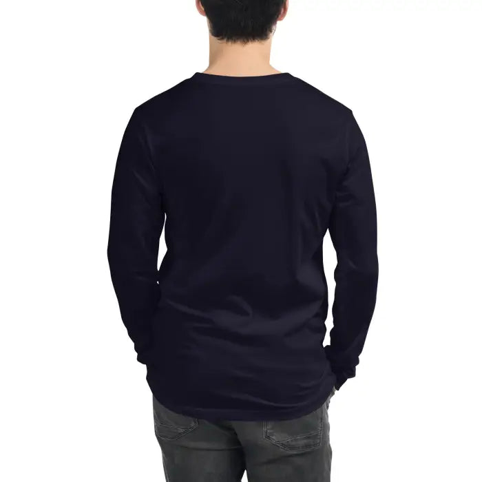 Navy long-sleeved shirt.