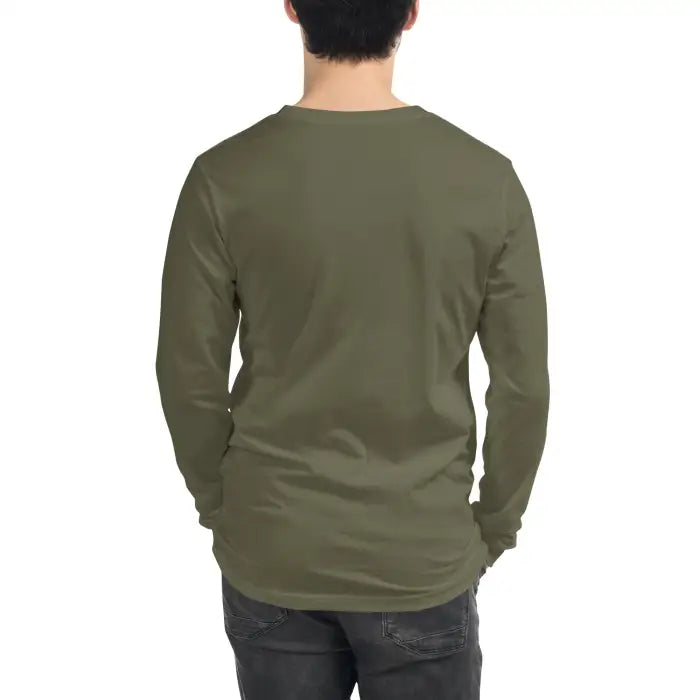Olive green long-sleeved shirt.