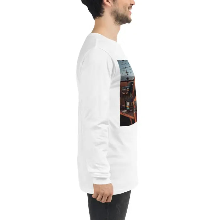 White long-sleeved shirt.