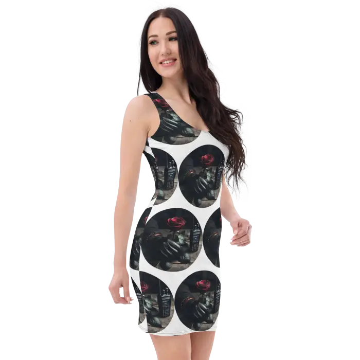 Woman’s patterned dress.