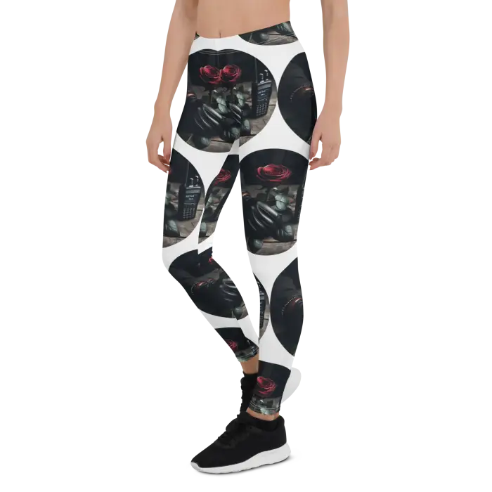 Patterned leggings.