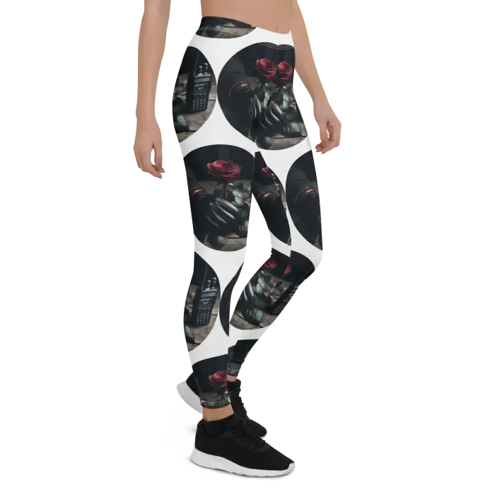 Patterned leggings.