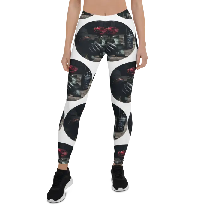 Patterned leggings.