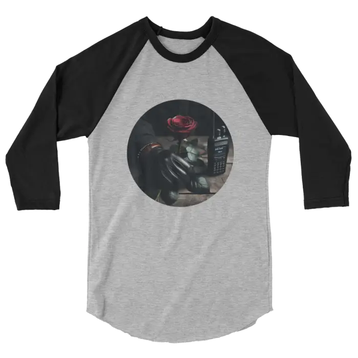 Gray and black raglan shirt.