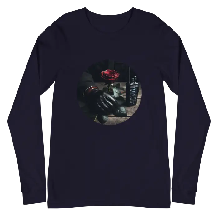 Navy blue long-sleeved shirt.