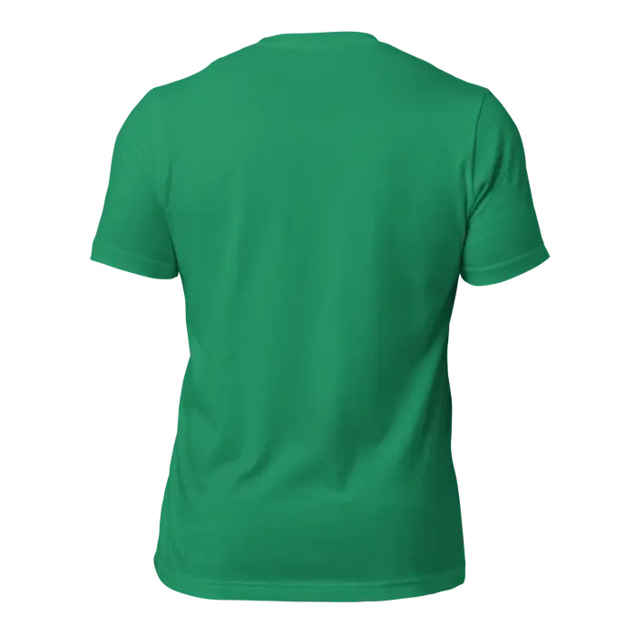 Green t-shirt.