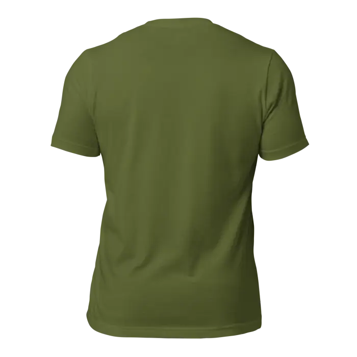 Olive green t-shirt.