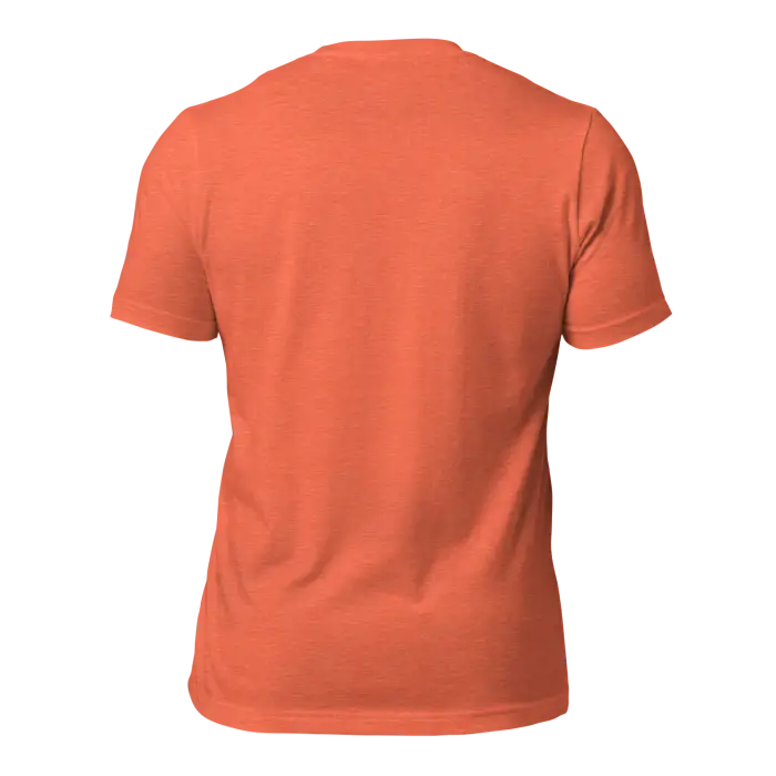 Orange short-sleeved t-shirt.