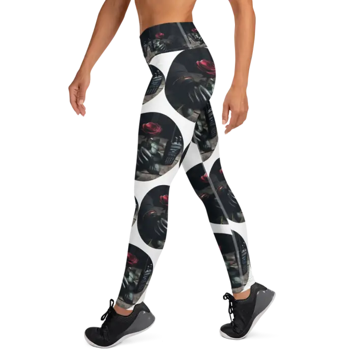 Patterned yoga pants.