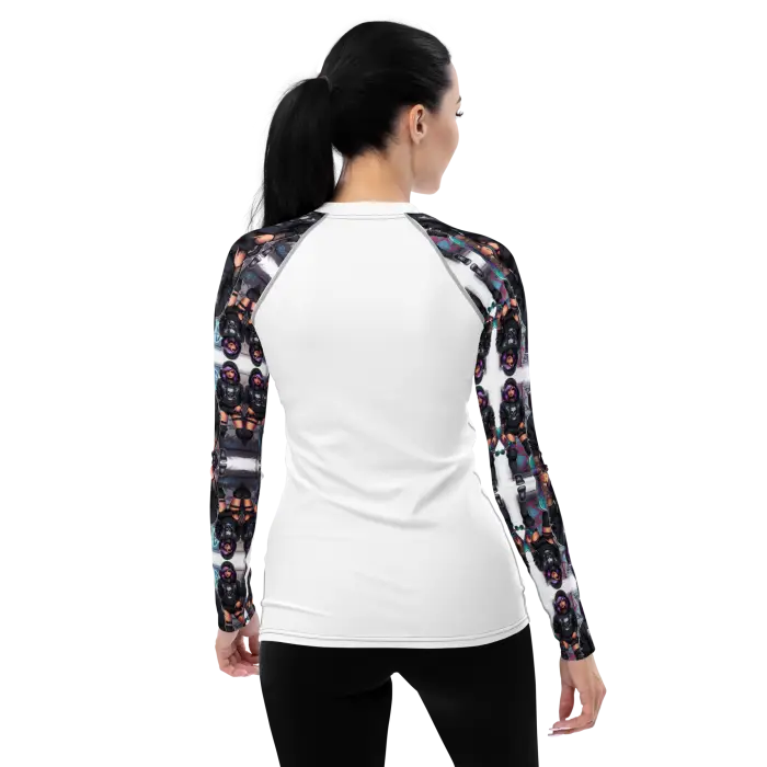 Woman’s long-sleeved rash guard.