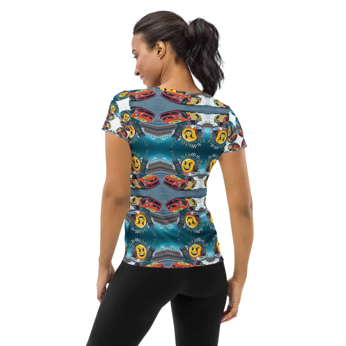 Patterned athletic shirt.
