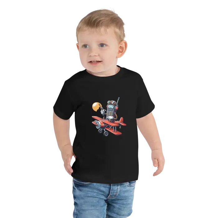Toddler wearing a graphic tee.