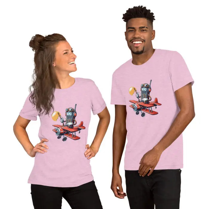 Matching pink t-shirts.