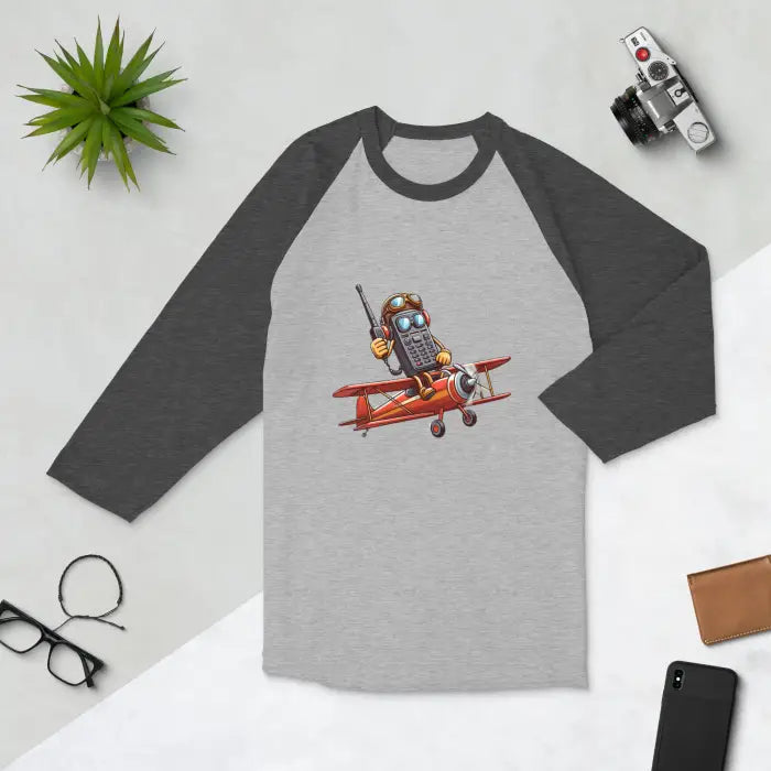 Gray and black raglan shirt.