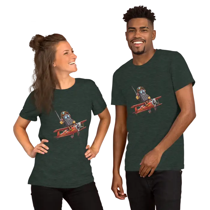 Matching t-shirts with airplane design.