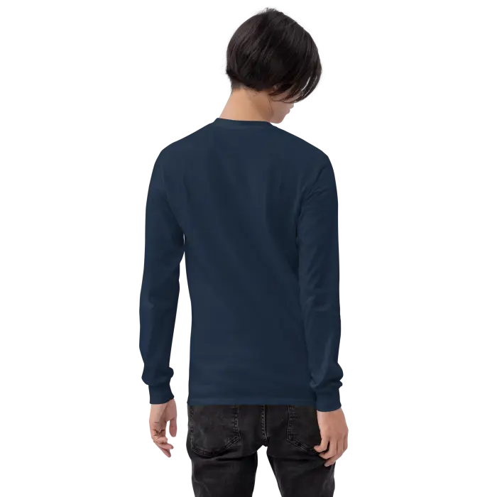 Navy long-sleeved shirt.