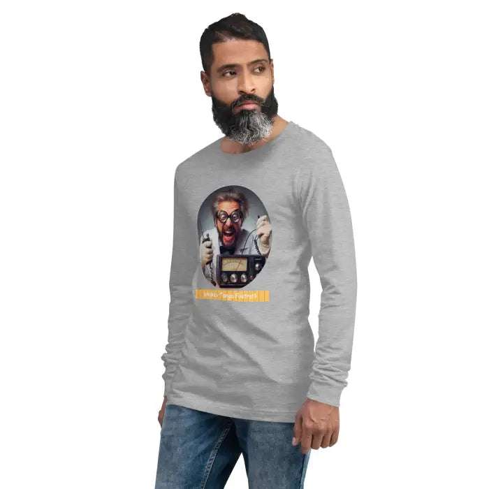 Gray long-sleeved t-shirt.