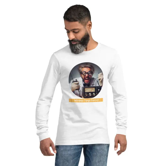 White long-sleeved t-shirt.