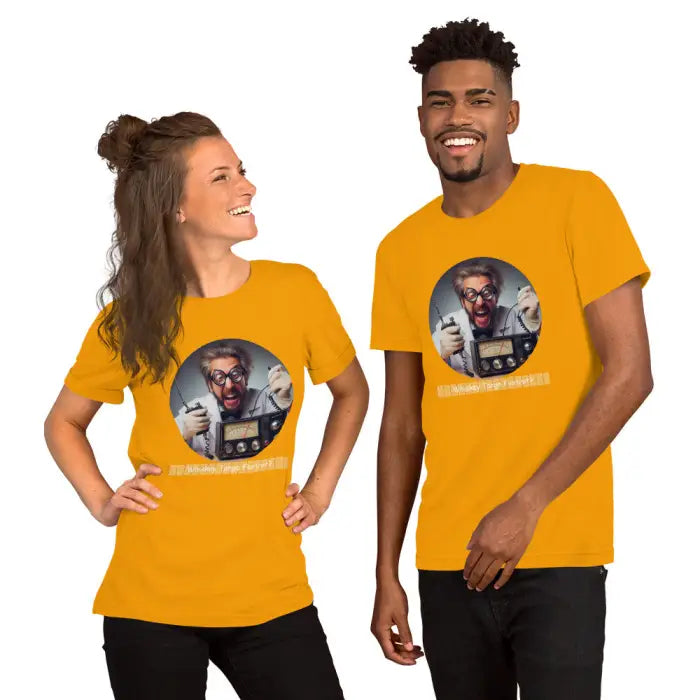Matching yellow t-shirts.